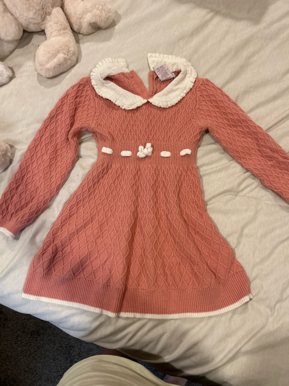 Rachel Zoe Coral Pink Knit Dress with Cream Collar
